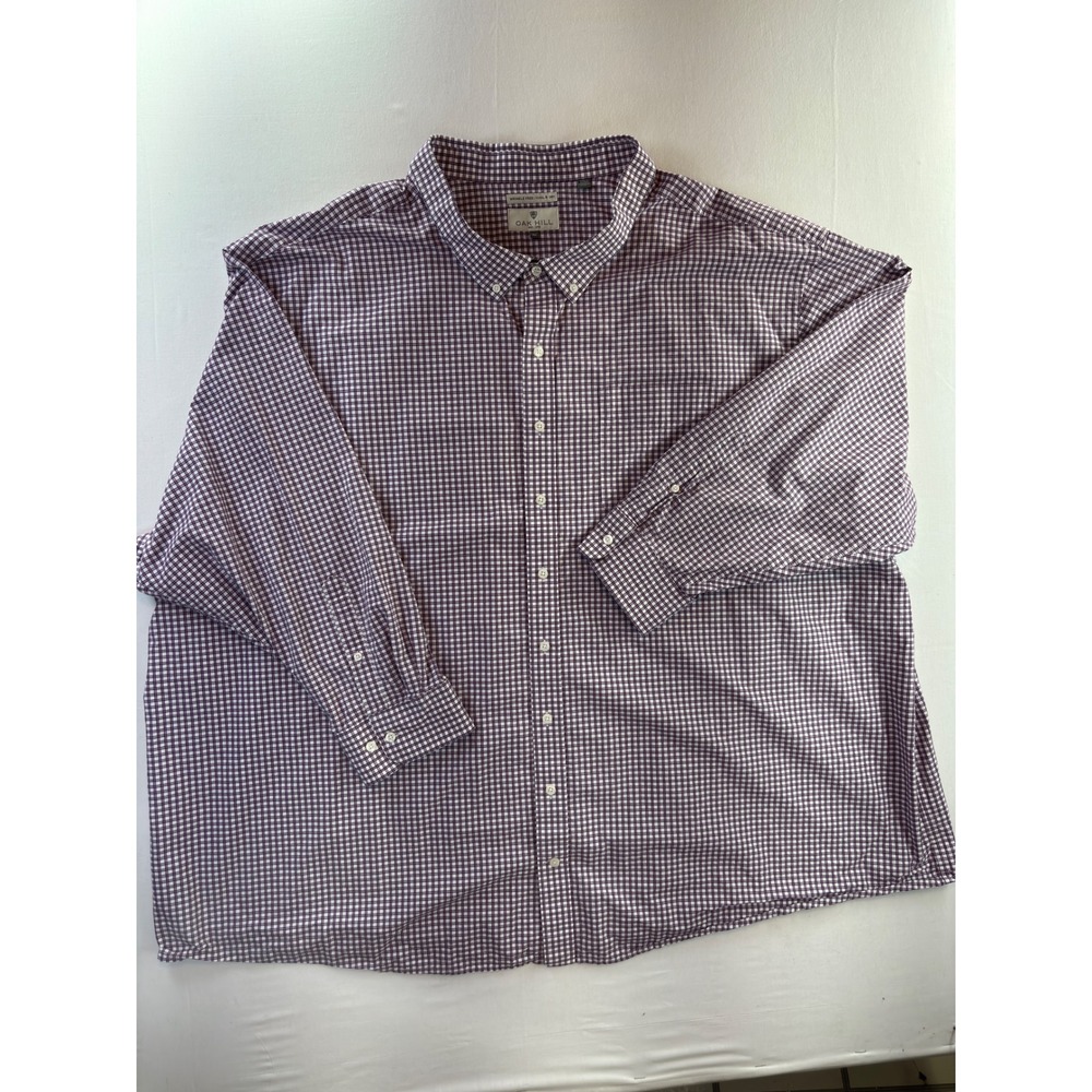 Oak Hill Mens 6XL Purple Gingham Button Down Shirt Wrinkle Free Big and Tall
